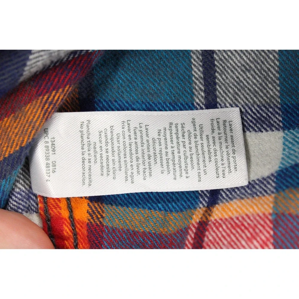 OshKosh Bgosh Kids Blue Orange Plaid Flannel Button Up Shirt Size 10 Casual
